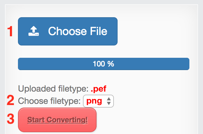 How to convert PEF files online to PNG